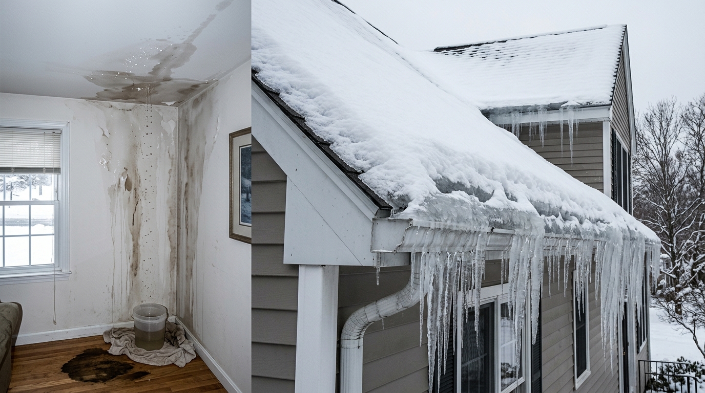 4 Steps to Stop Winter Roof Ice Dam Infiltration & Attic Rafter Mold Colonization
